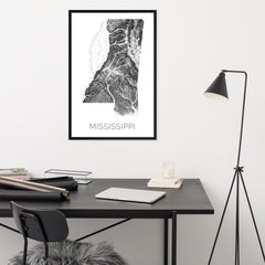 Mississippi State Topographic Map Art