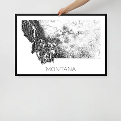 Montana State Topographic Map Art