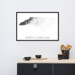 North Carolina State Topographic Map Art