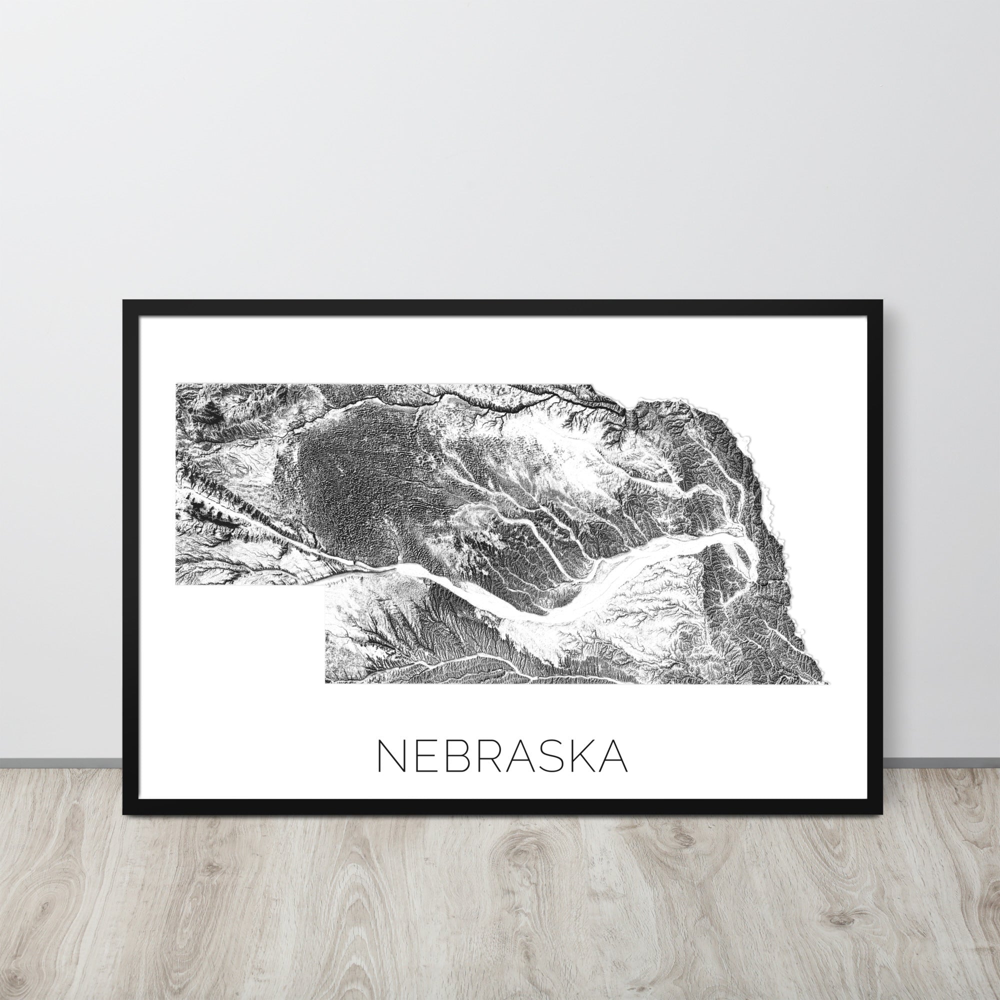 Nebraska State Topographic Map Art