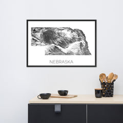 Nebraska State Topographic Map Art