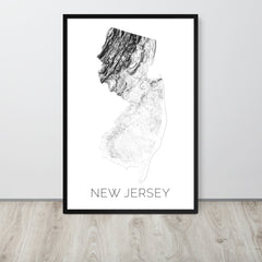 New Jersey State Topographic Map Art