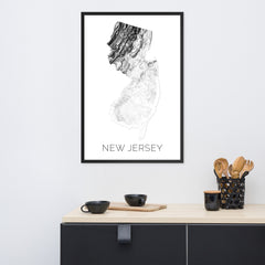 New Jersey State Topographic Map Art