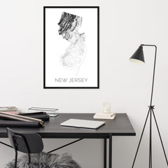 New Jersey State Topographic Map Art