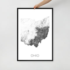 Ohio State Topographic Map Art