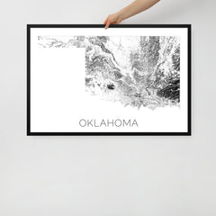 Oklahoma State Topographic Map Art