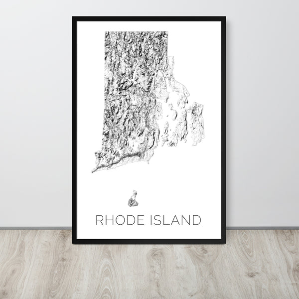 Rhode Island State Topographic Map Art