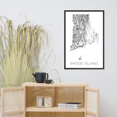 Rhode Island State Topographic Map Art