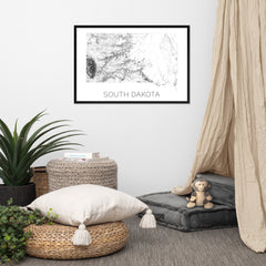 South Dakota State Topographic Map Art