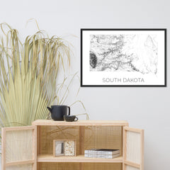 South Dakota State Topographic Map Art