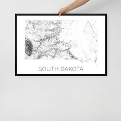 South Dakota State Topographic Map Art