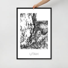 Utah State Topographic Map Art