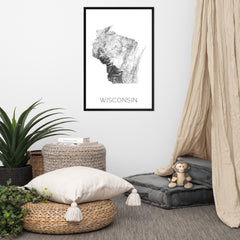 Wisconsin State Topographic Map Art