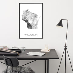 Wisconsin State Topographic Map Art