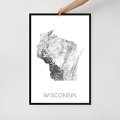 Wisconsin State Topographic Map Art