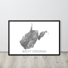 West Virginia State Topographic Map Art