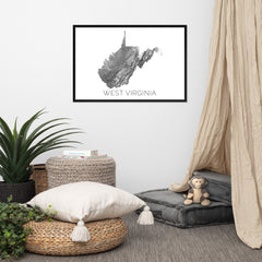 West Virginia State Topographic Map Art