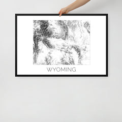 Wyoming State Topographic Map Art