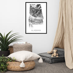 Alabama State Topographic Map Art