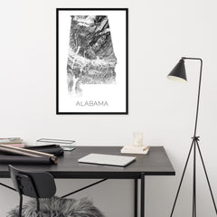 Alabama State Topographic Map Art