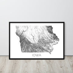 Iowa State Topographic Map Art