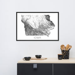 Iowa State Topographic Map Art