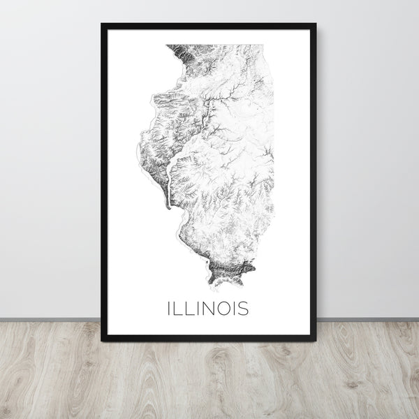 Illinois State Topographic Map Art