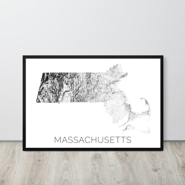 Massachusetts State Topographic Map Art