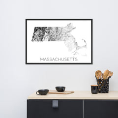 Massachusetts State Topographic Map Art