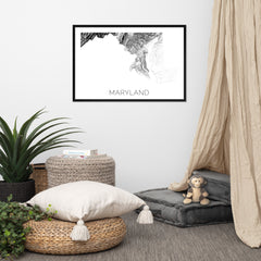 Maryland State Topographic Map Art