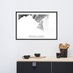 Maryland State Topographic Map Art
