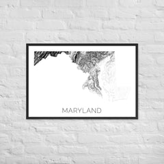Maryland State Topographic Map Art