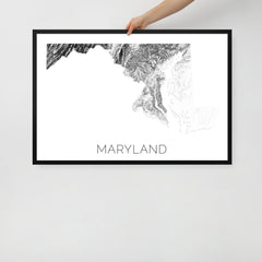Maryland State Topographic Map Art