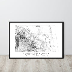 North Dakota State Topographic Map Art