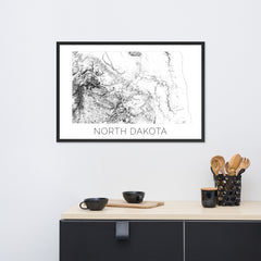 North Dakota State Topographic Map Art