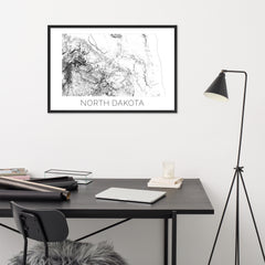 North Dakota State Topographic Map Art
