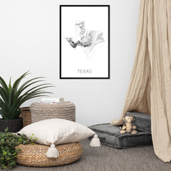 Texas State Topographic Map Art