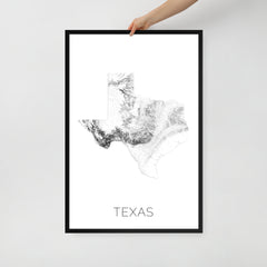 Texas State Topographic Map Art