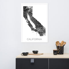 California State Topographic Map Art