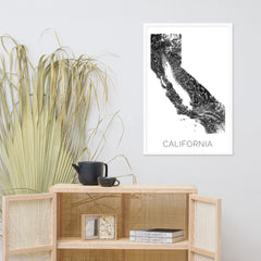 California State Topographic Map Art