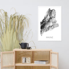 Maine State Topographic Map Art