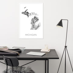 Michigan State Topographic Map Art