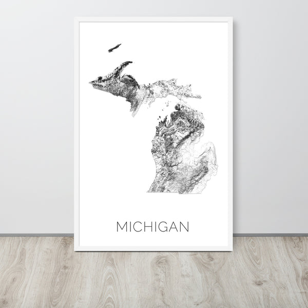 Michigan State Topographic Map Art