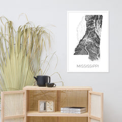 Mississippi State Topographic Map Art