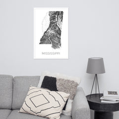 Mississippi State Topographic Map Art