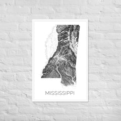 Mississippi State Topographic Map Art