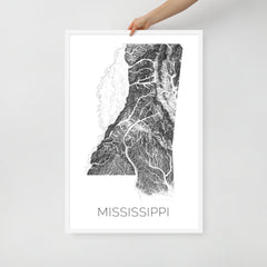 Mississippi State Topographic Map Art