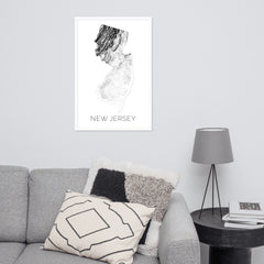 New Jersey State Topographic Map Art