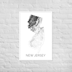 New Jersey State Topographic Map Art