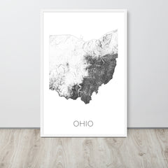 Ohio State Topographic Map Art